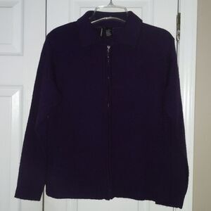 Jason Maxwell eggplant purple zip up cardigan